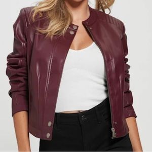 Womens Guess Fiammetta Moto Jacket in mystic wine size XS. $148 NWT